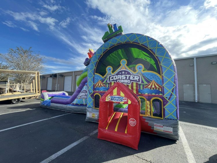 Coaster Double Lane Bounce and Water Slide Bounce House Rentals in
