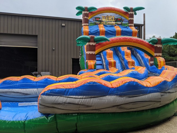 18ft Tiki Island Double Lane Waterslide Bounce House Rentals in